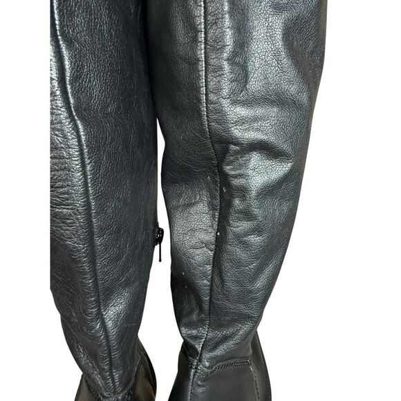 ZARA Black Leather Over-the-Knee Cowboy Boots 8.5 US / 39 EU Western Chic - Picture 9 of 15